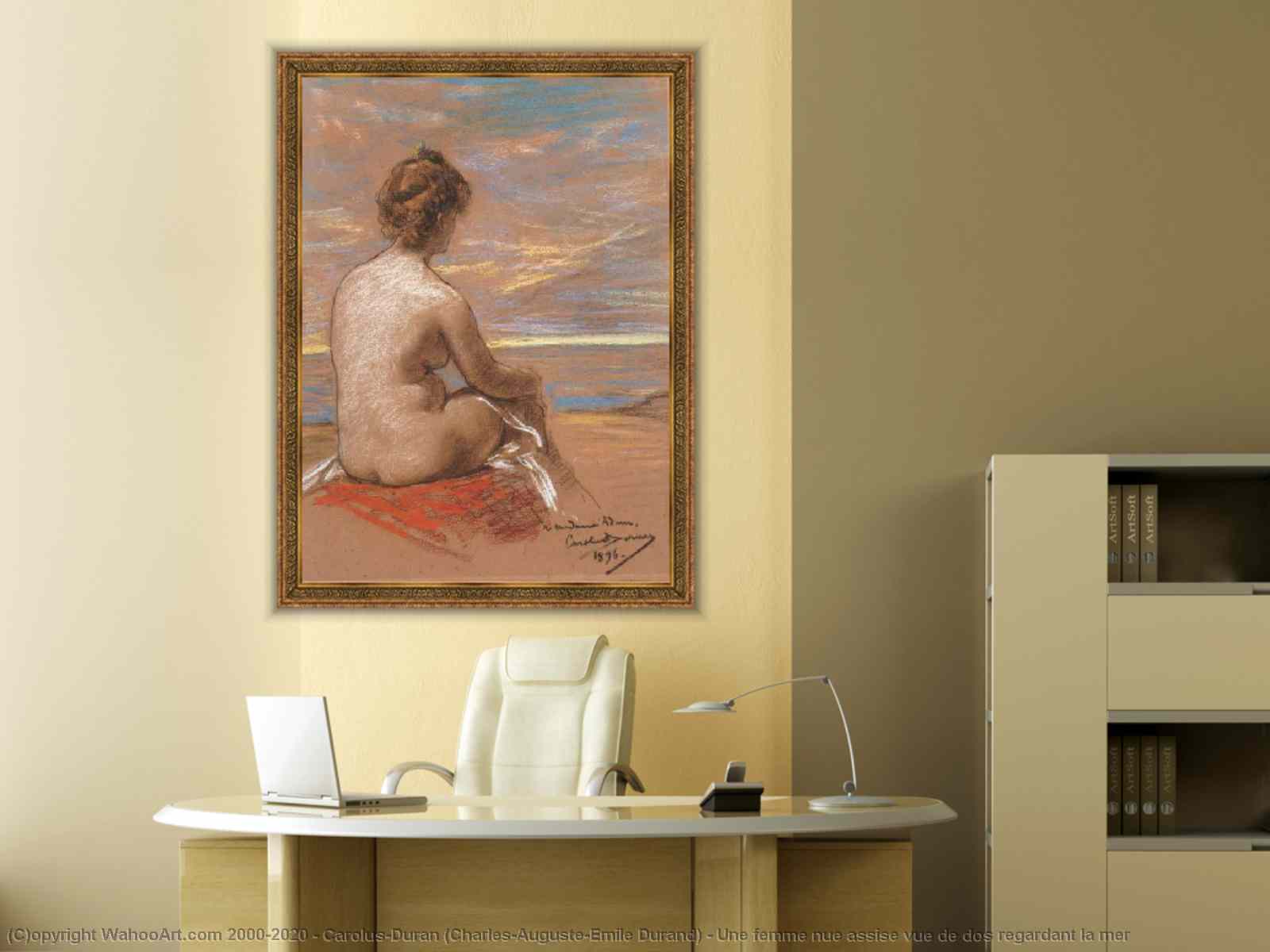 Réplique De Peinture Une femme nue assise vue de dos regardant la mer de  Carolus-Duran (Charles-Auguste-Emile Durand) (1837-1917) | WahooArt.com