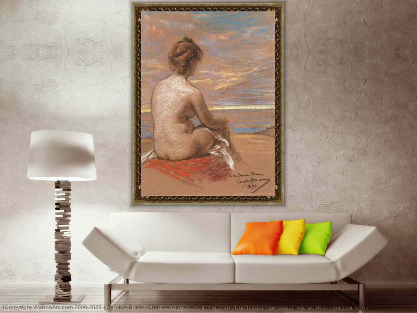 Réplique De Peinture Une femme nue assise vue de dos regardant la mer de  Carolus-Duran (Charles-Auguste-Emile Durand) (1837-1917) | WahooArt.com