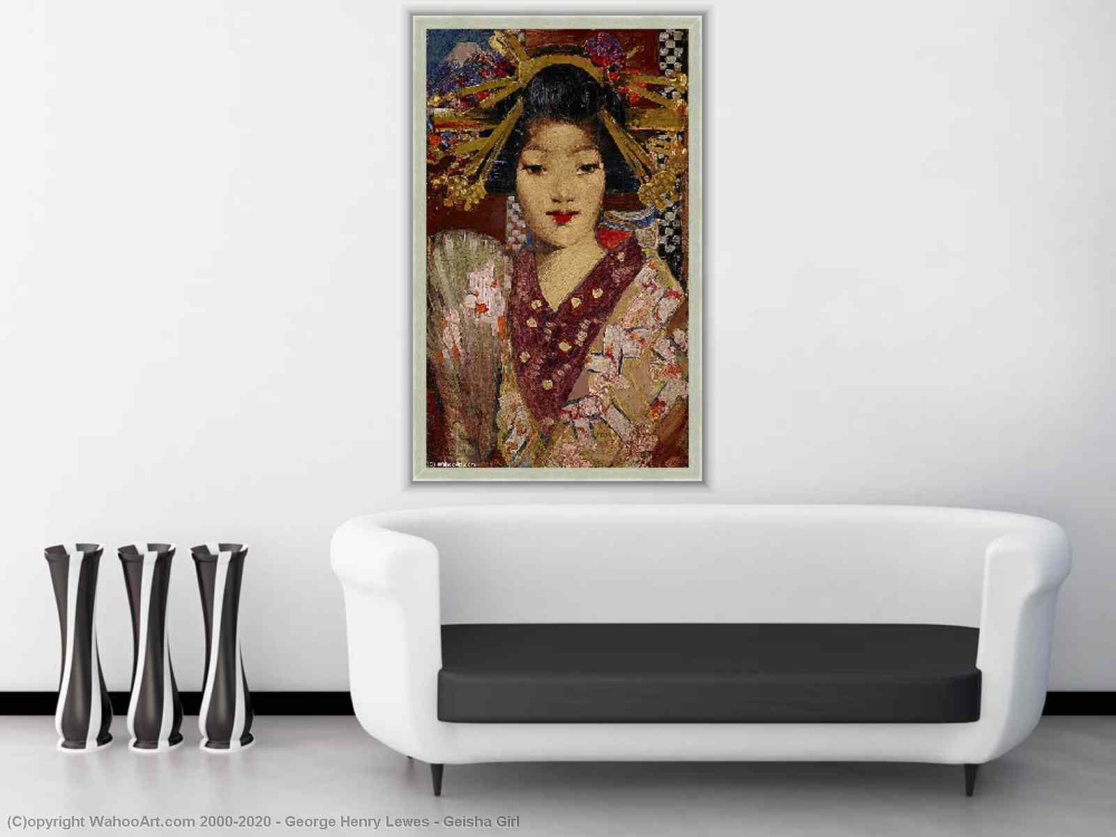 Henry Geisha Girl Detalle Pintura gran impresión arte enmarcado 