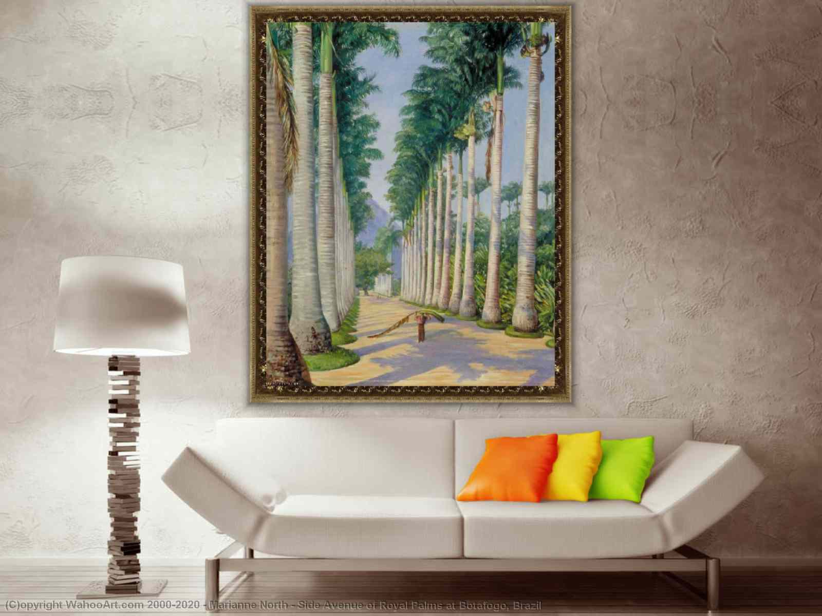 Oil Painting Replica Side Avenue of Royal Palms at Botafogo