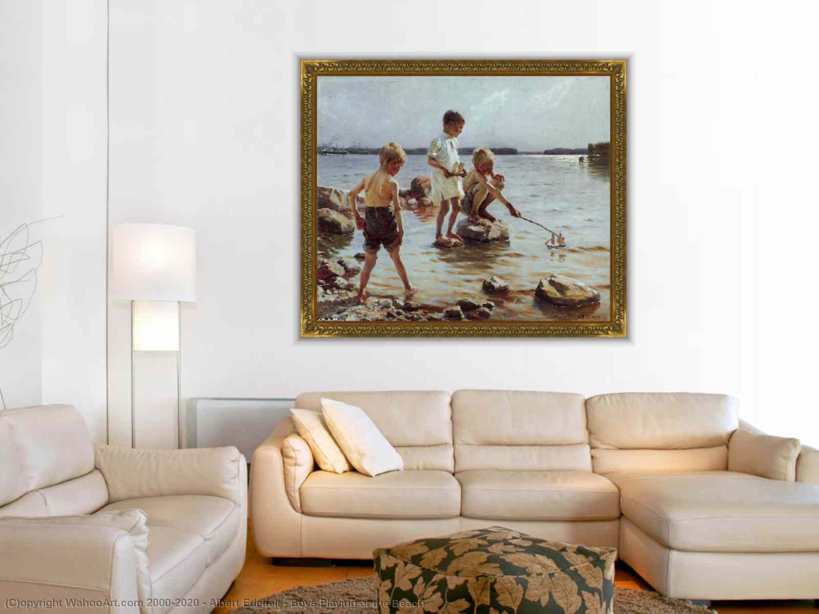 Garçons jouant sur le rivage d'Albert Edelfelt en poster, tableau