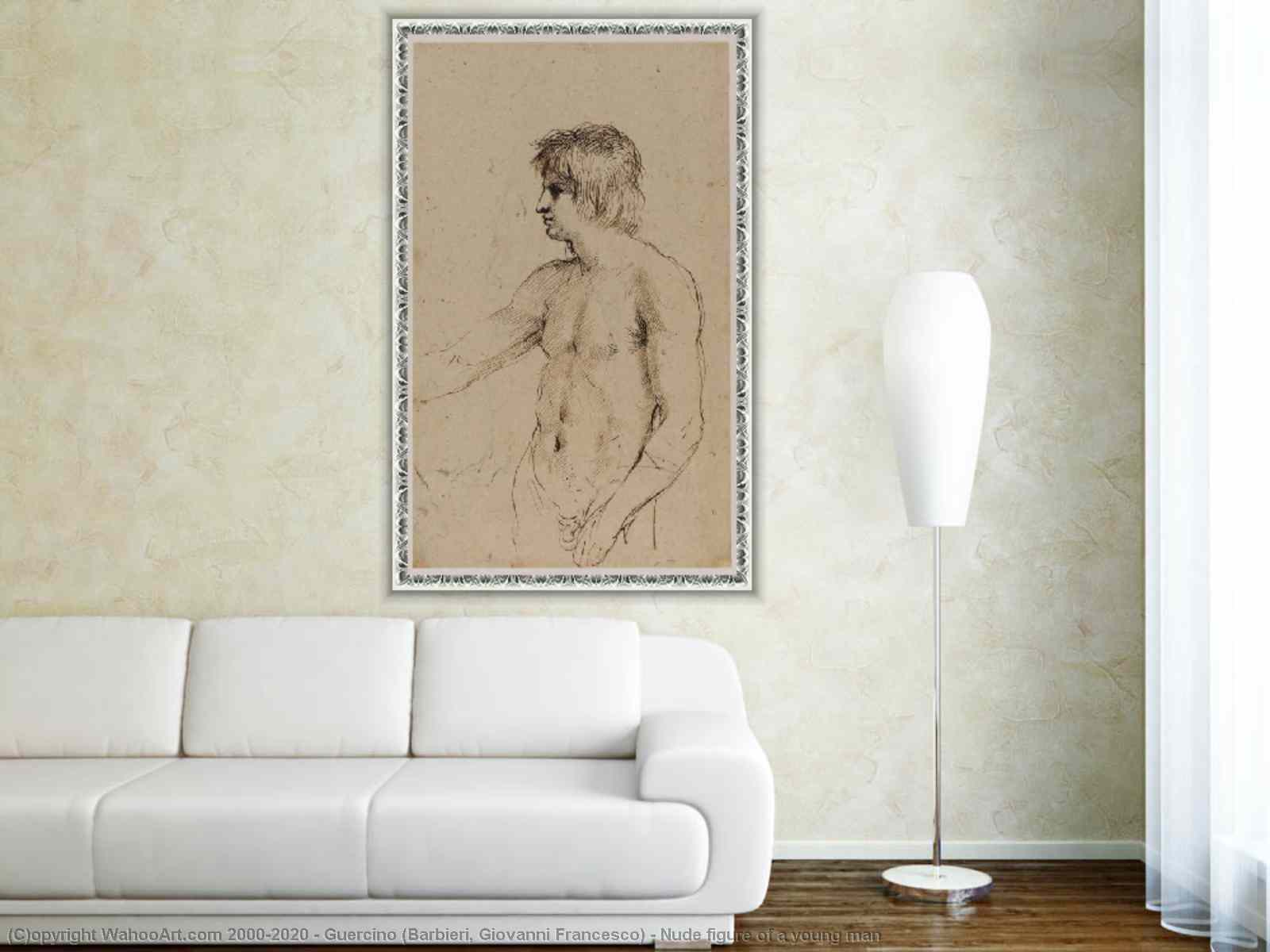 Art Reproductions Nude figure of a young man by Guercino (Barbieri, Giovanni  Francesco) (1591-1666, Italy) | WahooArt.com