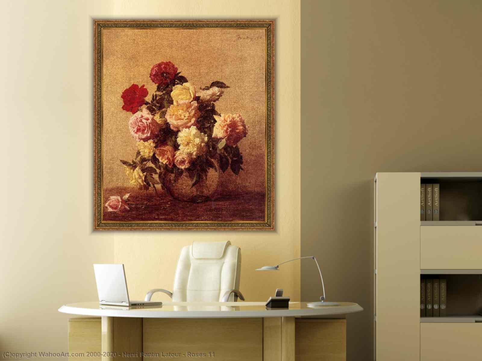 畫複製 Roses 11 通过 Henri Fantin Latour (1836-1904, France) | WahooArt.com