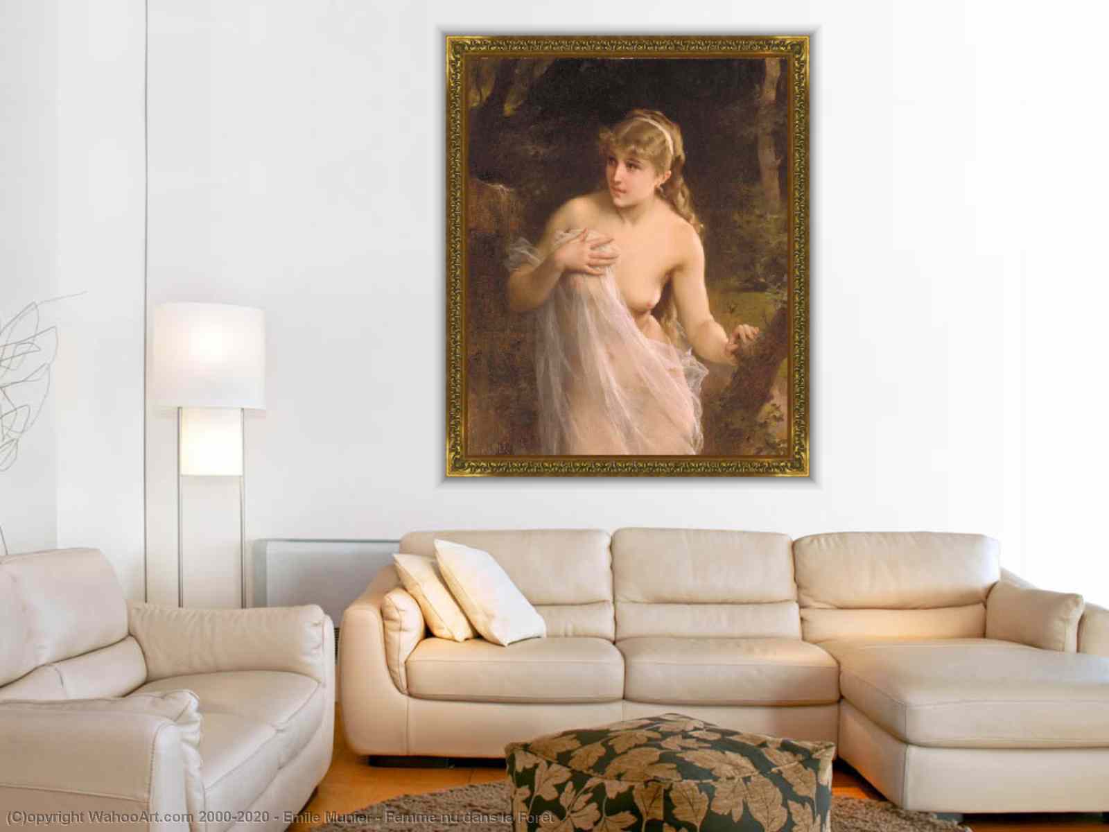 Art Reproductions Femme nu dans la Forêt by Emile Munier (1840-1895,  France) | WahooArt.com