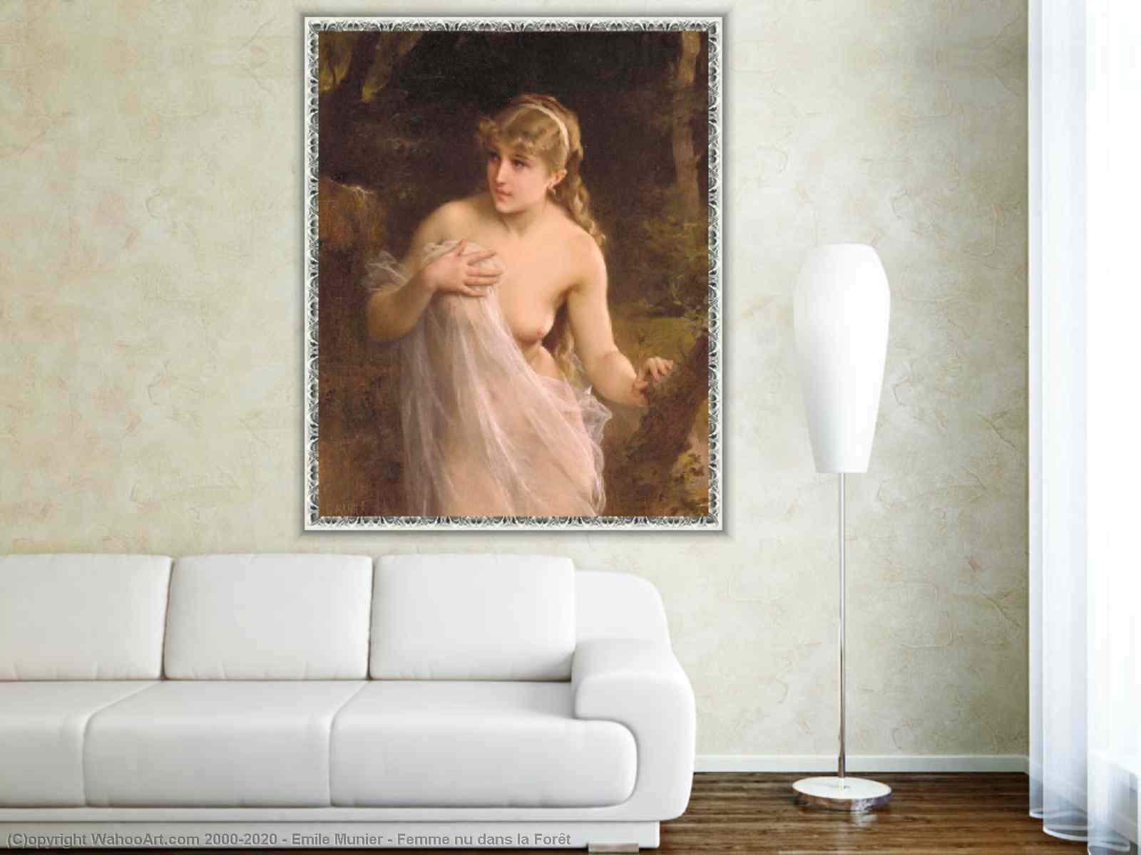 Art Reproductions Femme nu dans la Forêt by Emile Munier (1840-1895,  France) | WahooArt.com