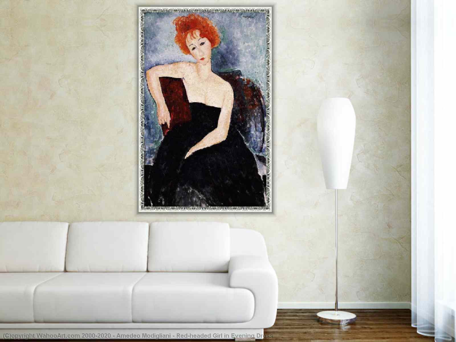 Amedeo Modigliani Redheaded Girl in Evening Dress Giclee Print Repro on Canvas