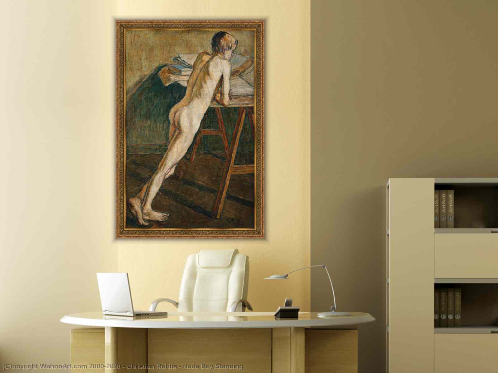 icdn nudeboy Museum Art Reproductions Nude Boy Standing by Christian Rohlfs (1849-1938,  Germany) | WahooArt.com