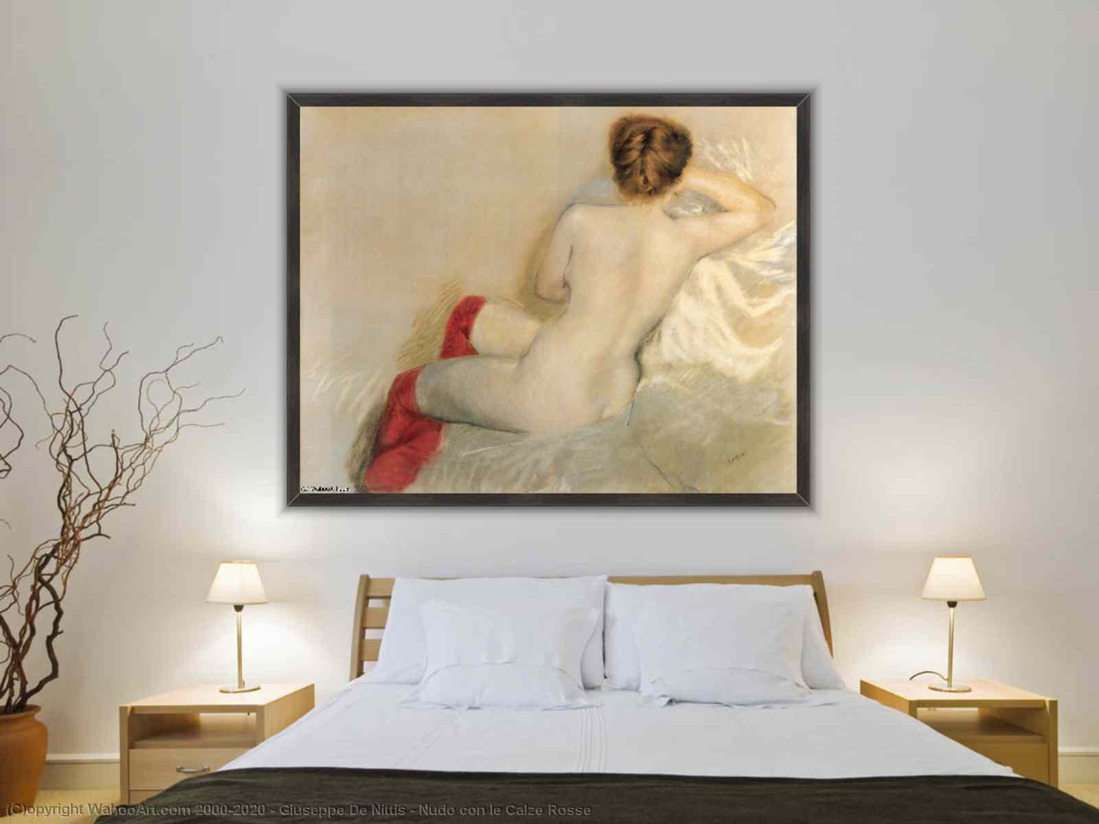 Artwork Replica Nudo con le Calze Rosse by Giuseppe De Nittis (1846-1884,  Italy) | WahooArt.com