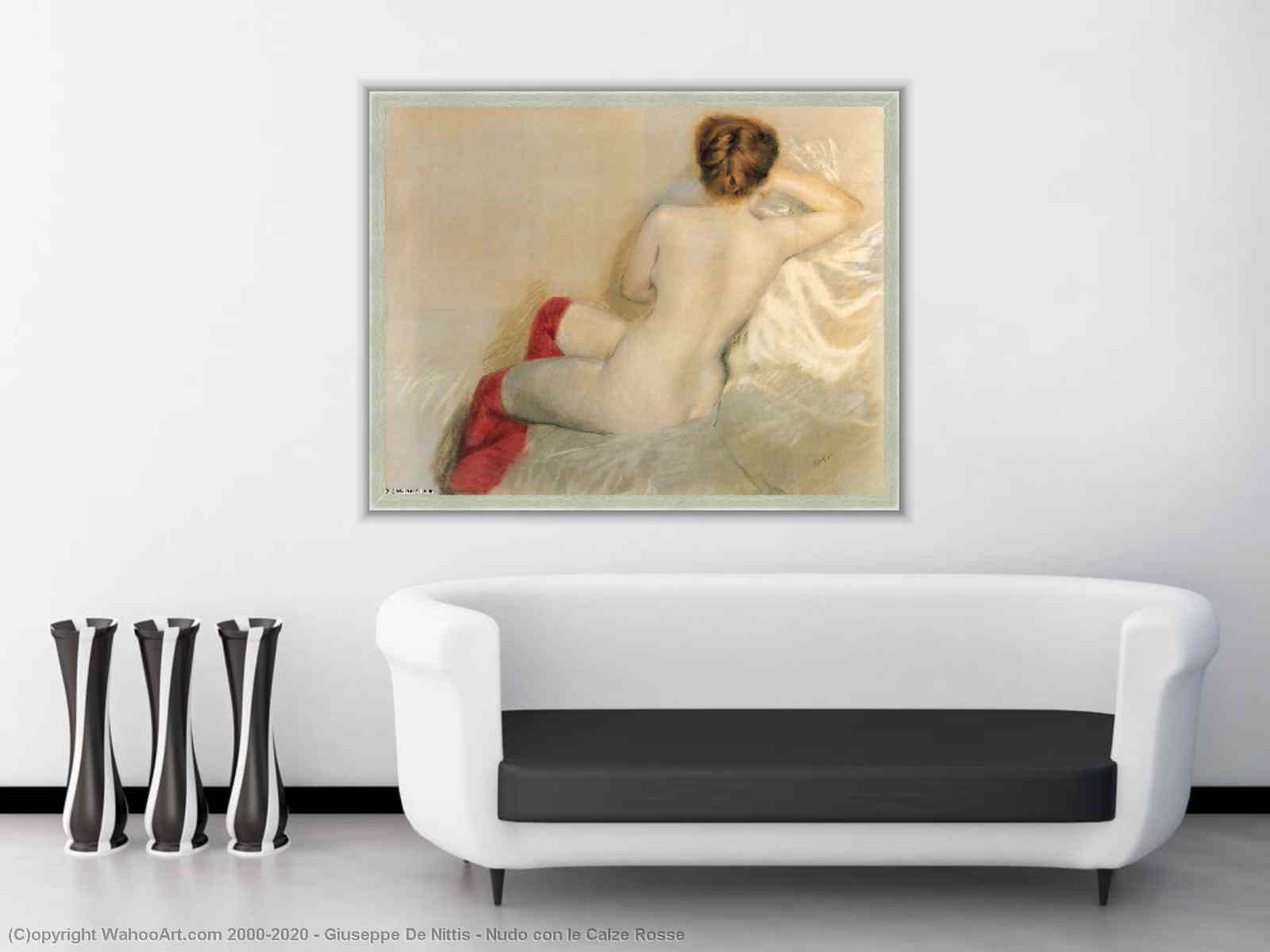 Artwork Replica Nudo con le Calze Rosse by Giuseppe De Nittis (1846-1884,  Italy) | WahooArt.com