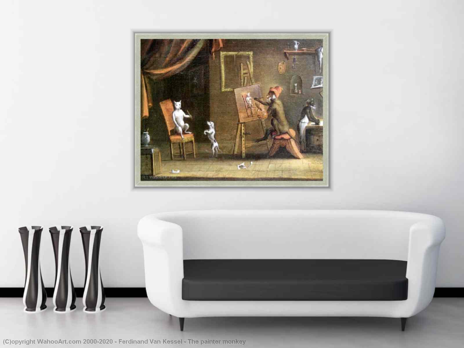 Reproducciones De Arte El mono pintor de Ferdinand Van Kessel (1648-1696,  Belgium)