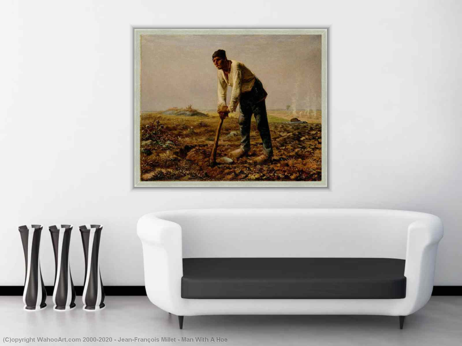 Hombre con una azada - Jean-Francois Millet reproducción de pintura al óleo  pintada a mano, Campesino trabajando en el campo, Decoración de arte de