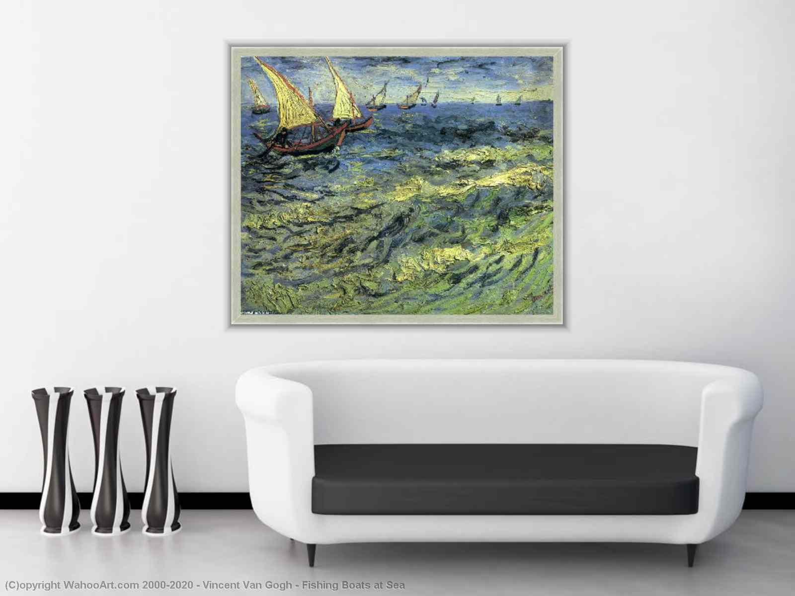Vincent Van Gogh Stampa Fine Art su tela Canvas Arte Quadro Barche da pesca 
