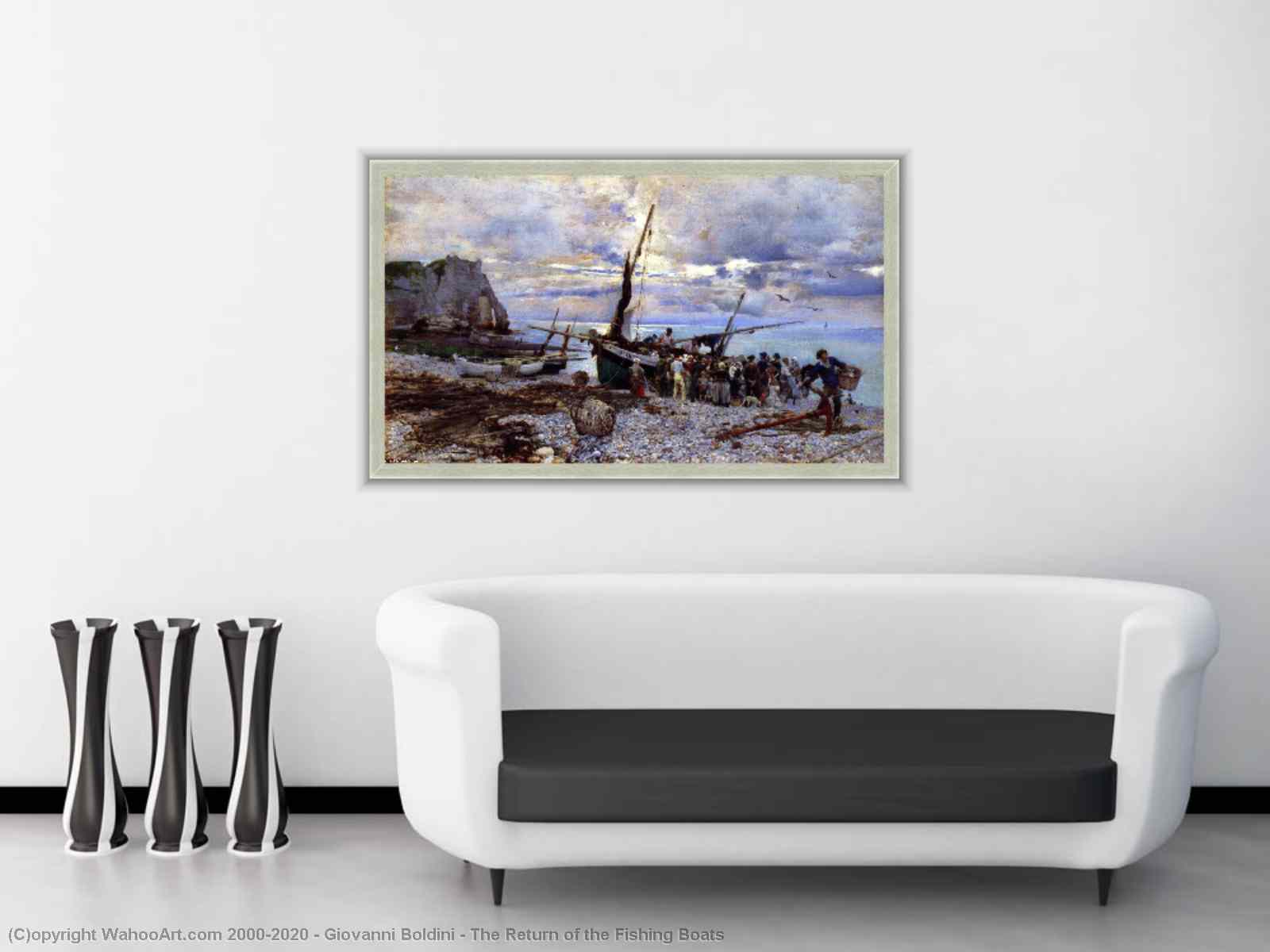 Giovanni Boldini Return Of Fishing Boats Etretat Painting Canvas Wall Art Print