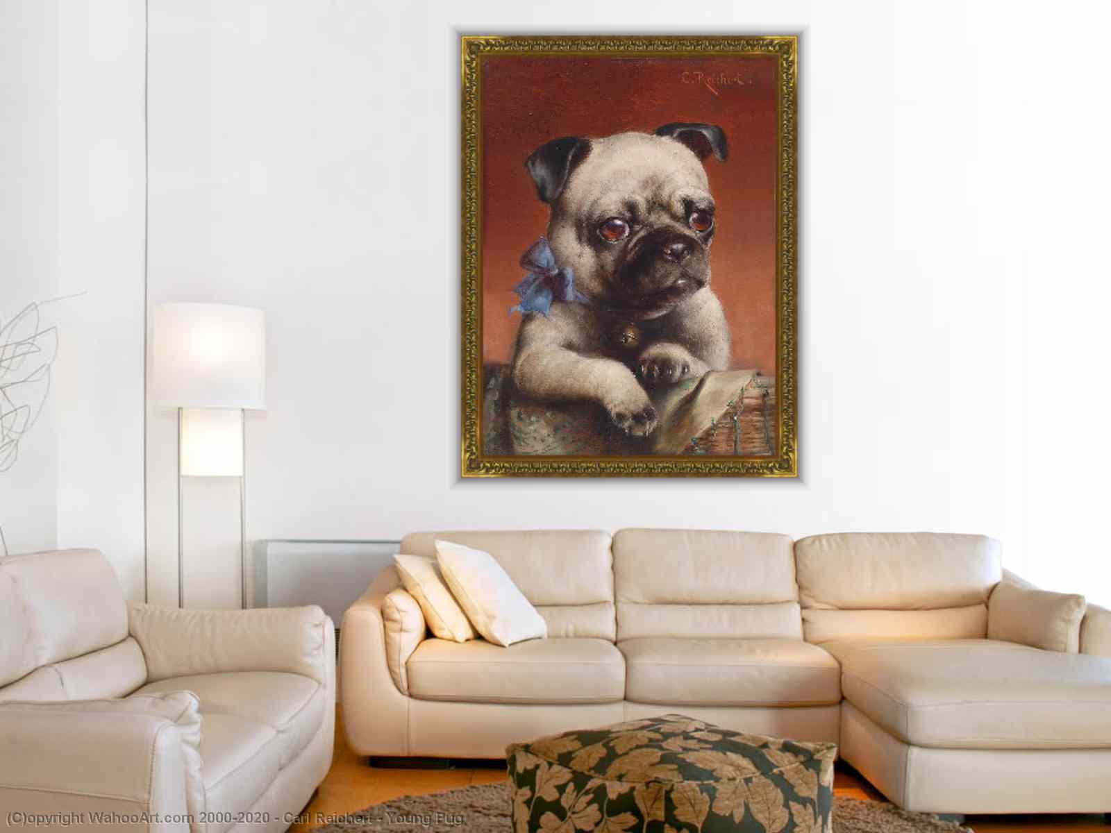 Art Reproductions Young Pug by Carl Reichert (1836-1918, Germany ...