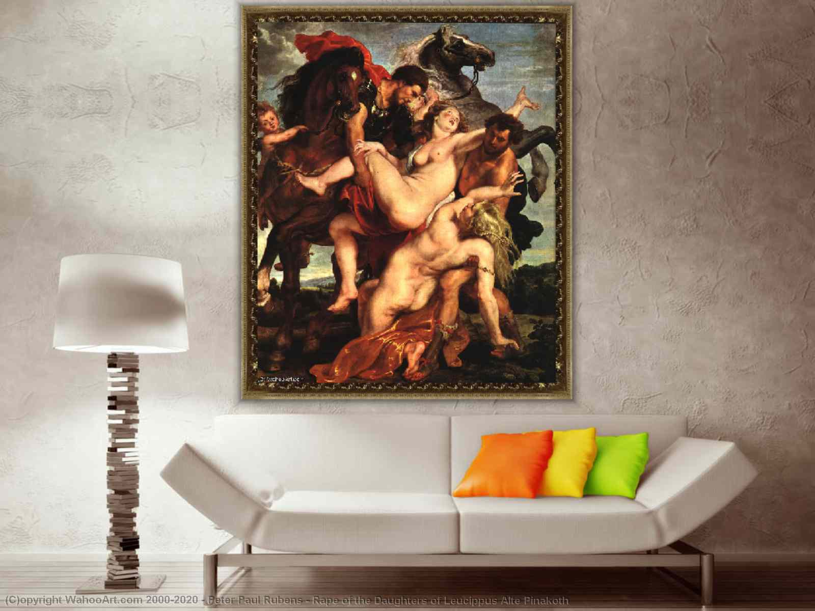 油畫强奸的女儿的留基伯阿尔特Pinakoth, 1618 通过Peter Paul Rubens