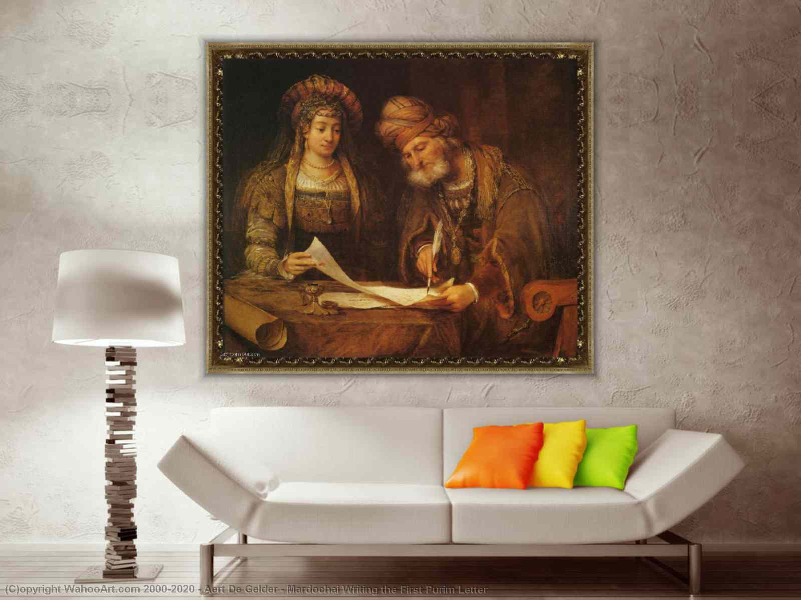 Oil Painting Replica Mardochai Writing the First Purim Letter by