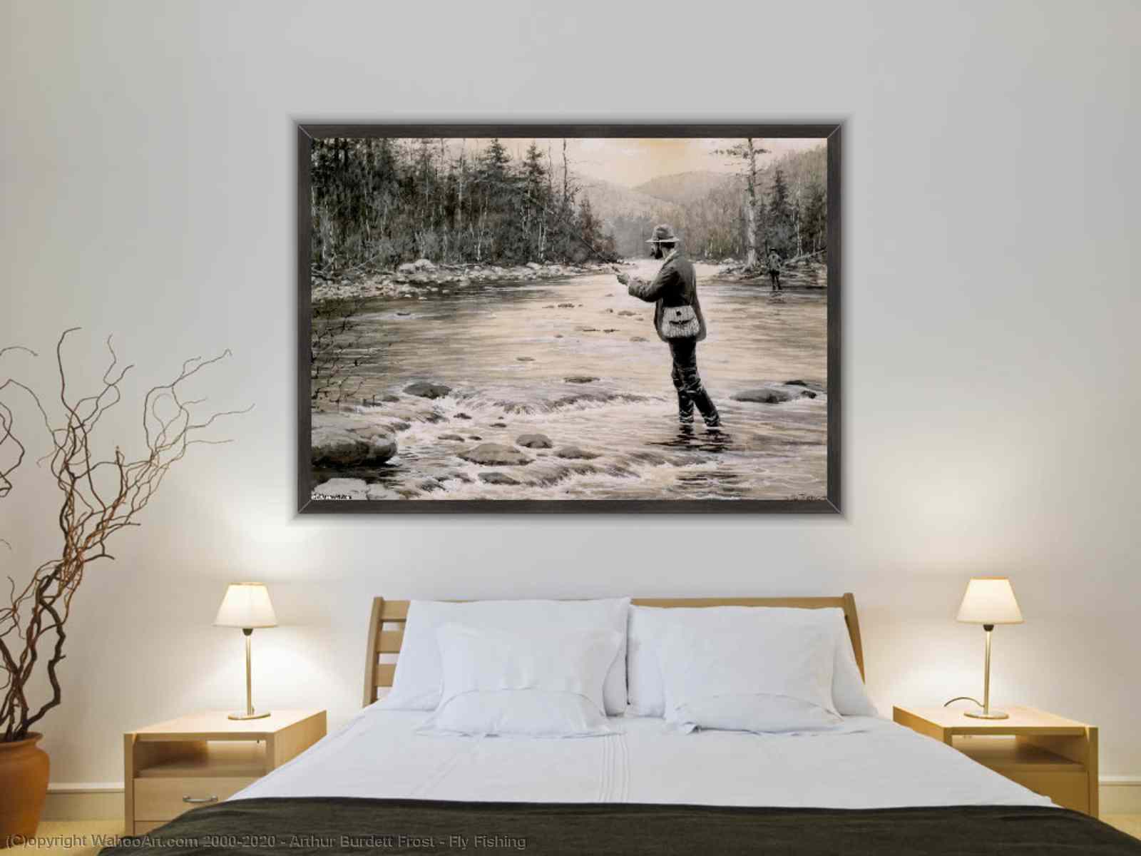 Fly Fishing Artwork By Arthur B. Frost Oil Painting & Art Prints