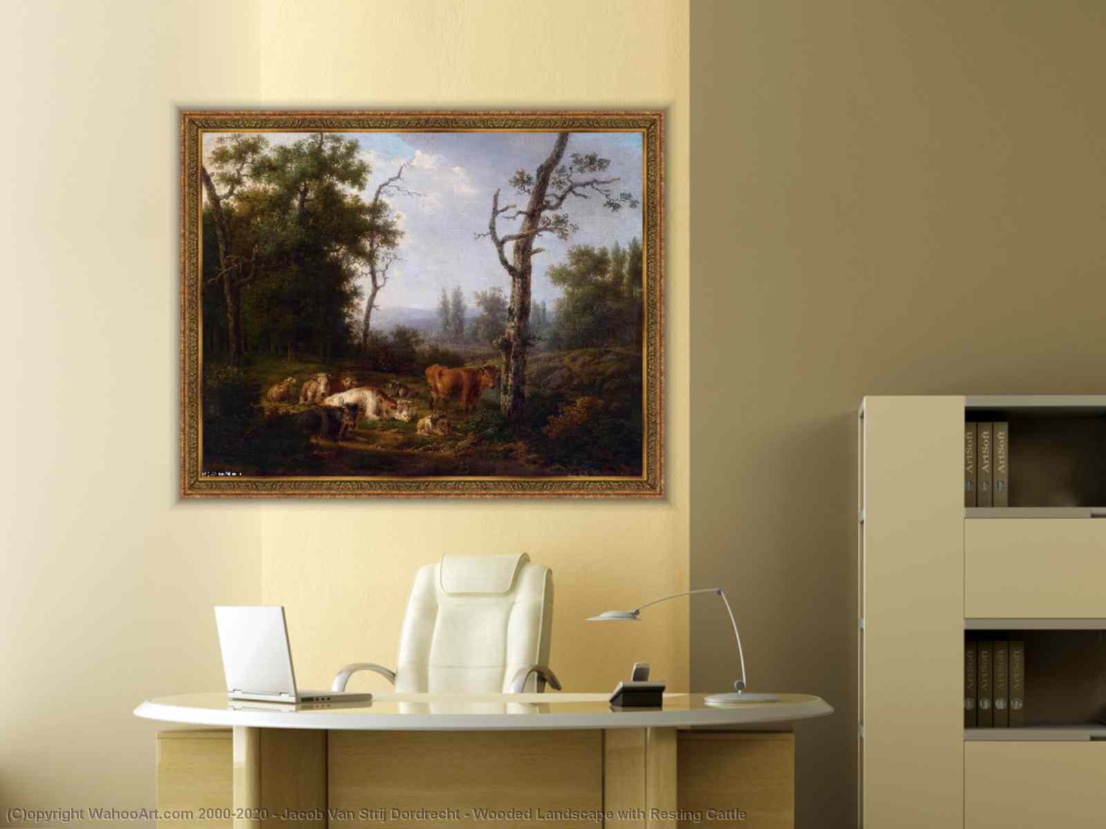 Artwork Replica | Wooded Landscape with Resting Cattle by Jacob Van ...