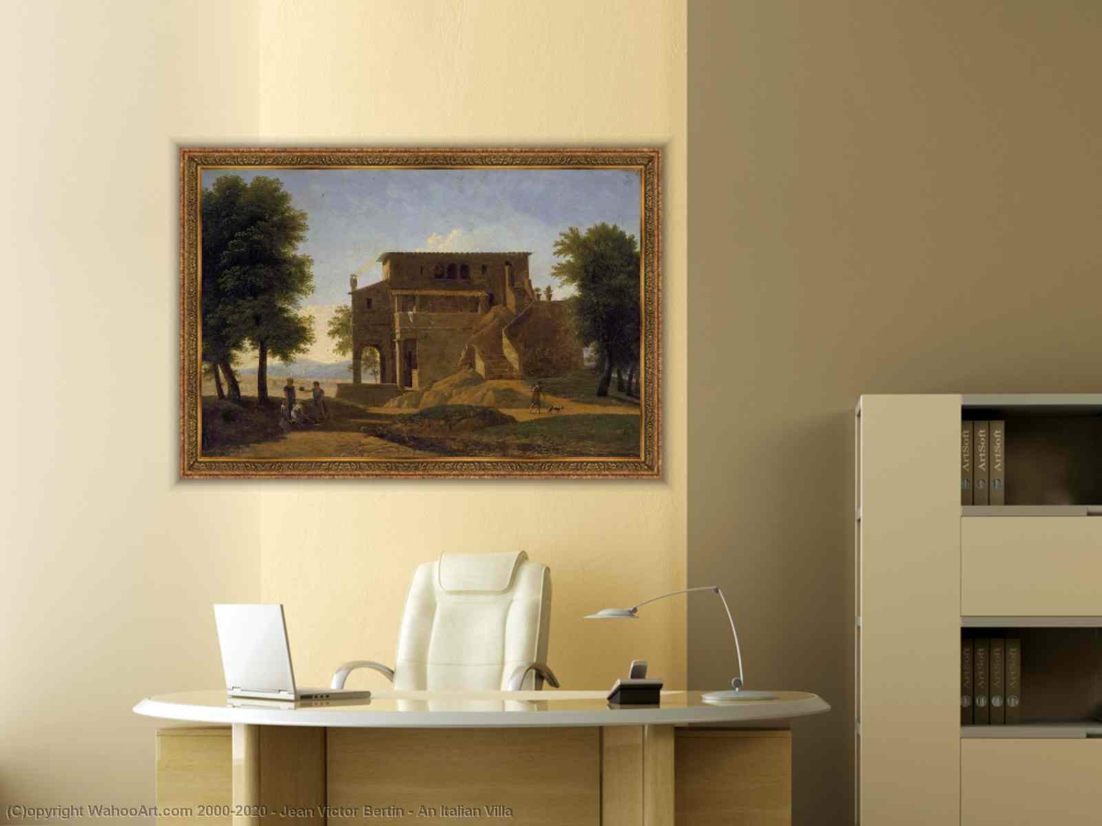 Oil Painting Replica An Italian Villa by Jean Victor Bertin (1767-1842,  France)